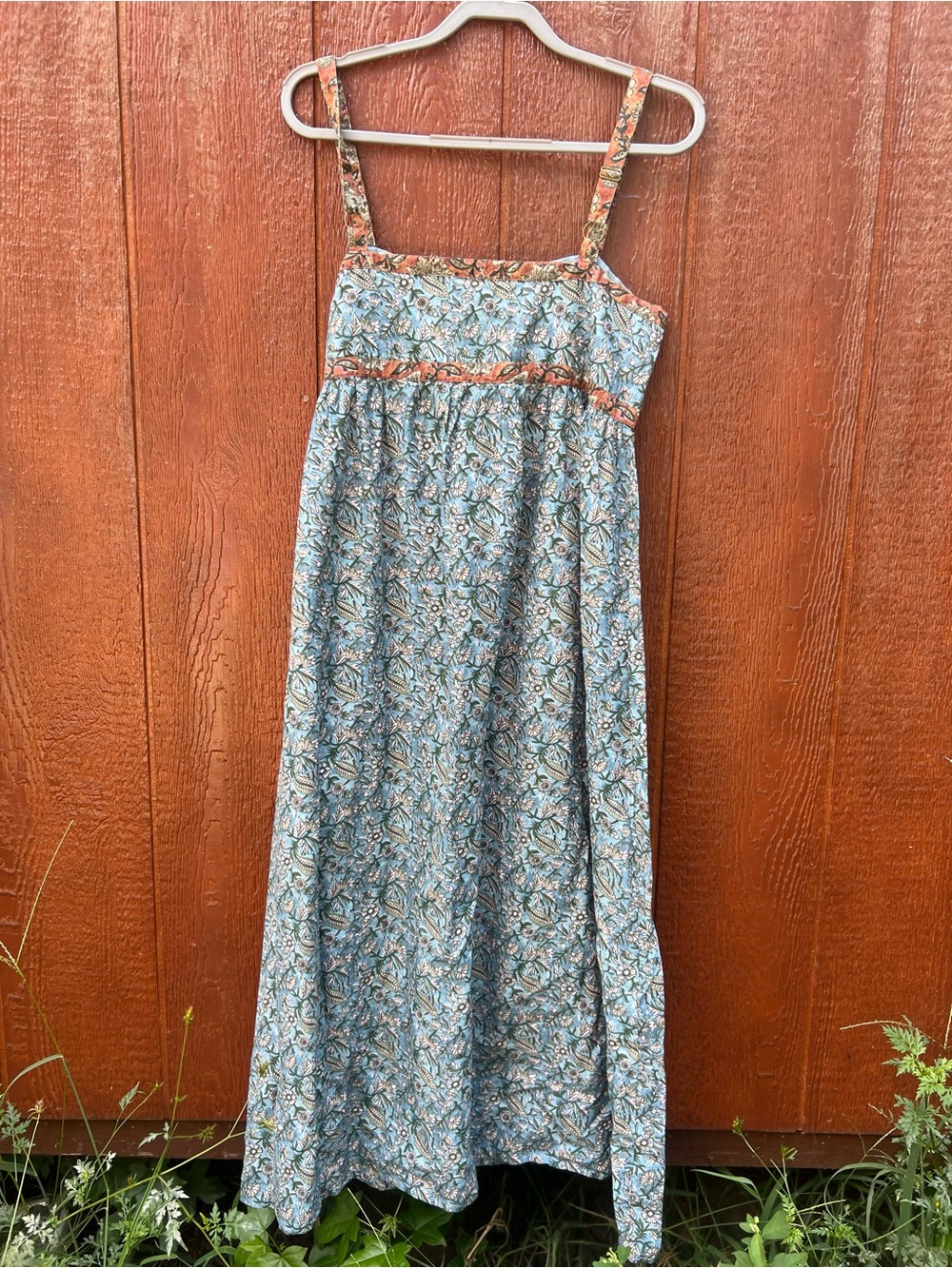 NATURAL LIFE Blue Floral Maxi Dress with Rust Trim - Picture 3 of 6